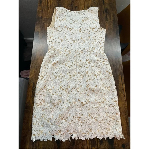 ANN TAYLOR LOFT WHITE SLEEVELESS EYELET LACE DRESS BACK ZIP SZ. 6 MSRP $118  - mordernwear.com